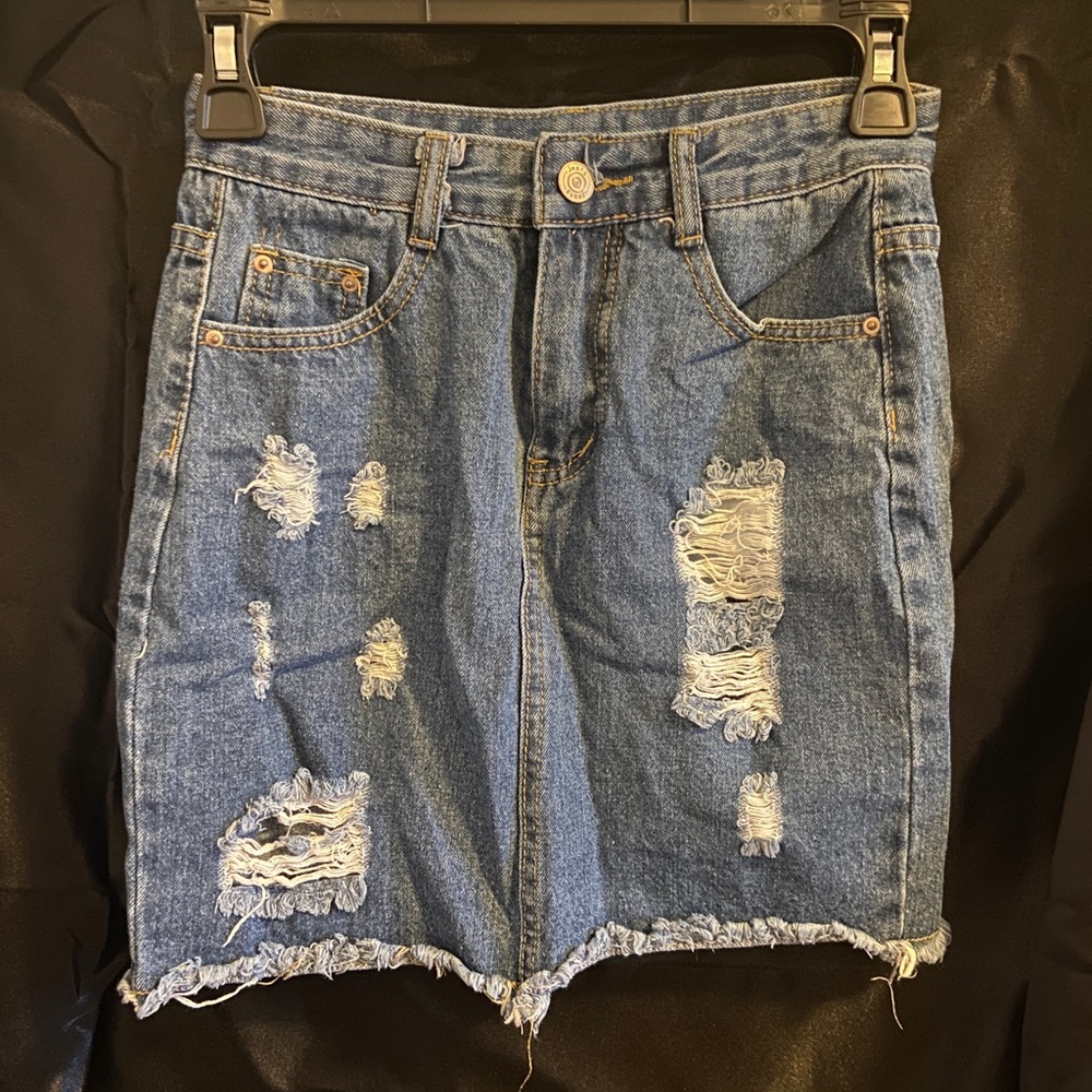 Distressed Jean Skirt